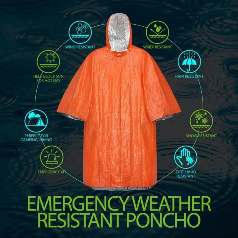 4-Pack Emergency Waterproof Rain Ponchos with Hood