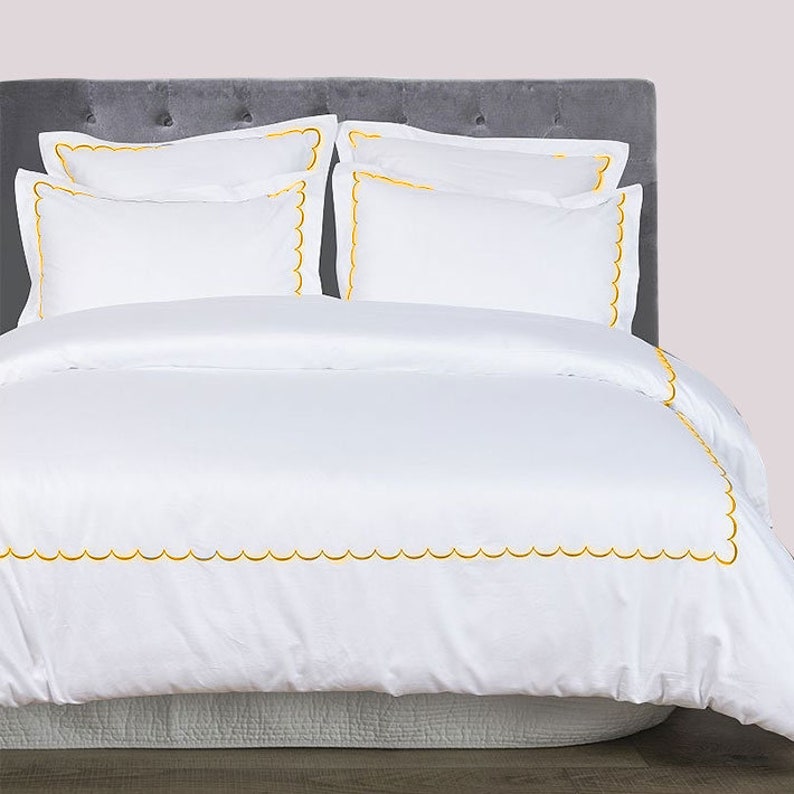 Scallops - Pure Linen Embroidered Edge Duvet Cover Sets
