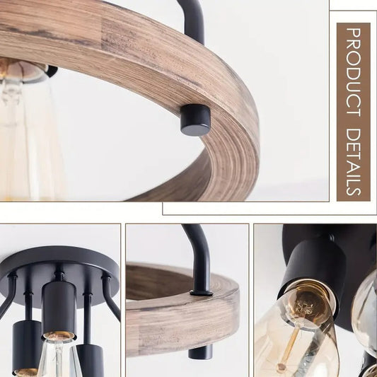 3-Light Semi Flush Mount Ceiling Light Fixture